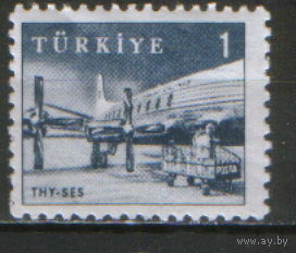 Марка из серии 1959г. Турция "Промышленность и технологии. Лайнер турецких авиалиний Виккерс Висконт 700" MVLH