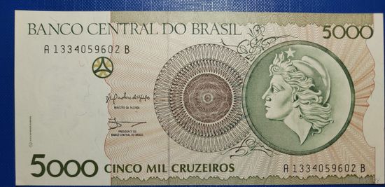Бразилия 5000 крузейро 1990 г. Р-227