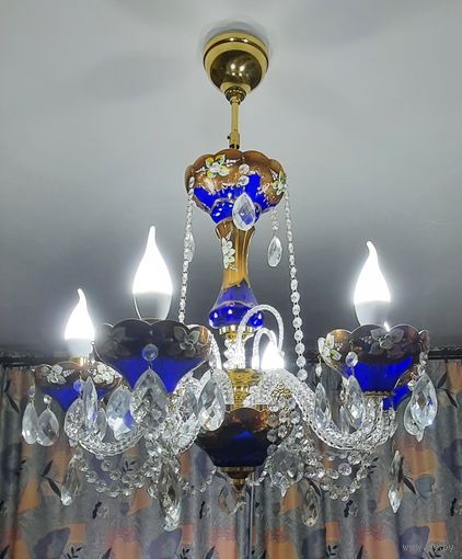 Люстра Богемский хрусталь - золотая лепка