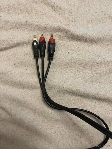 Аудио-кабель 1xMini-Jack 2xRCA новый