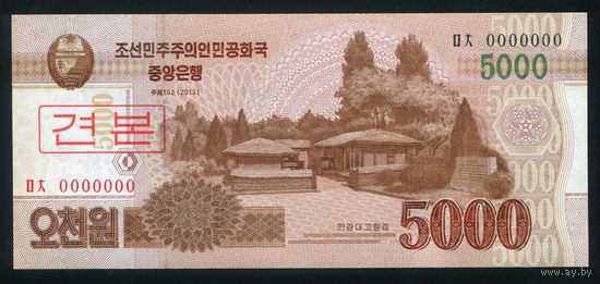 Северная Корея. КНДР 5000 вон 2013 г. P67s. Образец. UNC