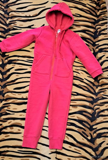 Комбинезон  малиновый демисезонный, р.104 (4-5лет), б.у