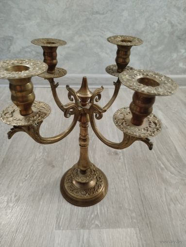 Старинный бронзовый,размерный подсвечник