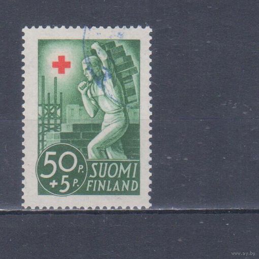 [580] Финляндия 1941. Красный Крест.Строитель-каменщик. Гашеная марка.