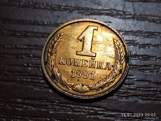 1 копейка 1991 л, брак холостое соударение