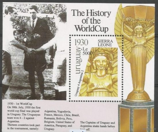 Сьерра-Леоне 2001 год. Спорт. Чемпионат мира по футболу - Южная Корея и Япония  MNH