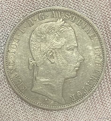 Монета 1 флорин 1858 год. Австро-Венгрия. Франц Иосиф I
