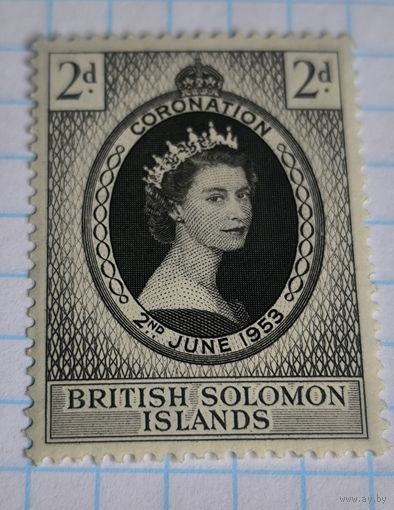 БРИТАНСКИЕ КОЛОНИИ СОЛОМОНОВЫ ОСТРОВА 1953 ГОД КОРОНАЦИЯ ЕЛИЗАВЕТЫ II