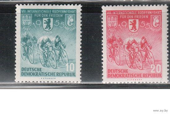 ГДР-1955(Мих.470-471)  *  ,  Спорт, Велосипеды, Велоспорт, (полная серия)