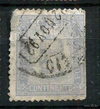 Португалия - 1892/1894 - Король Карлуш I 20R - (есть надрыв) - [Mi.69yB] - 1 марка. Гашеная.  (Лот 19Jw)-T9P1