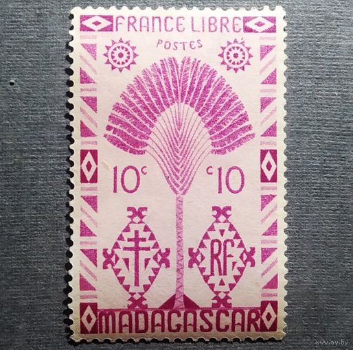 Марка Мадагаскар 1943 год Дерево путешественника