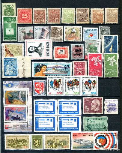 Марки разных стран 1 - есть полные серии - 40+ марок - MNH, MLH, MH, чистые, без клея. #O-W-50-E-1