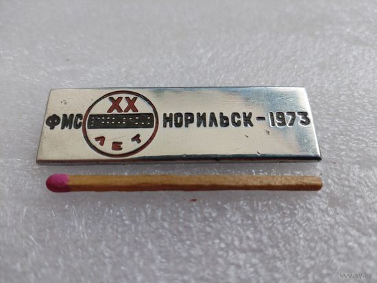 Знак. ФМС г. Норильск - 1973, 20 лет. тяжелый, редкий