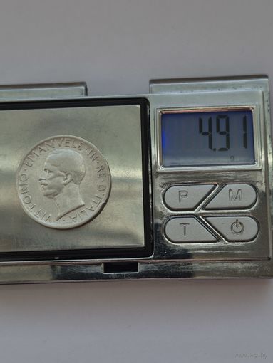 5 лир Италия 1927 года. Король Виктор Эммануил III (1900 - 1946). Серебро 835. Монета не чищена. L45459.