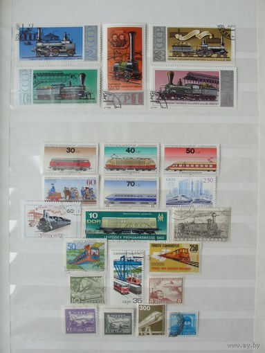 Продажа коллекции с 1 рубля! История развития ж/д транспорта на марках мира.