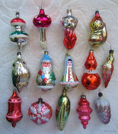 Елочные игрушки одним лотом. Стекло, СССР. Лот 3