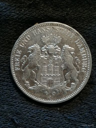 Германская империя 3 марки "Гамбург", 1909 год , KM# 280
