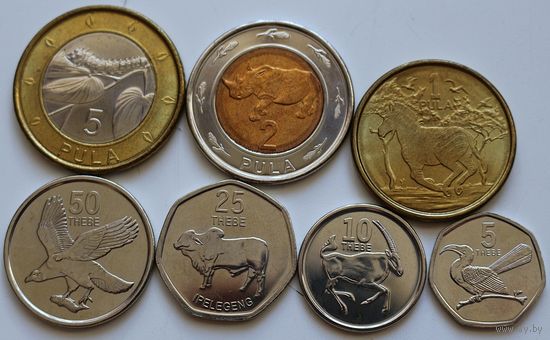 Ботсвана Набор 7 монет (5, 2, 1, 50, 25, 10, 5) 2013 год