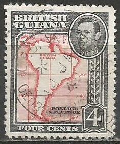 Британская Гвиана. Король Георг VI. Карта. 1938г. Mi#178.