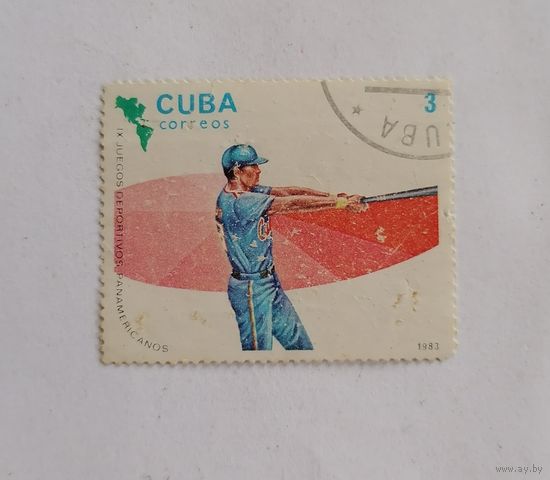Марка Куба 1983 год. Спорт. Панамериканские игры. Бейсбол.