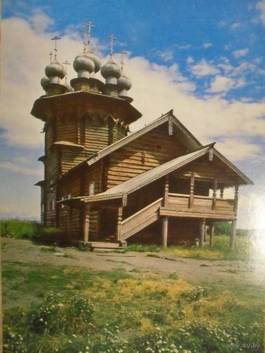 ЧИСТАЯ ПОЧТОВАЯ ОТКРЫТКА "КАРЕЛЬСКАЯ АССР. ОСТРОВ КИЖИ. ПОКРОВСКАЯ ЦЕРКОВЬ."