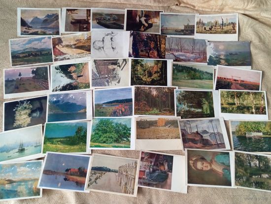 Открытки живопись репродукции портреты и другое 105 штук