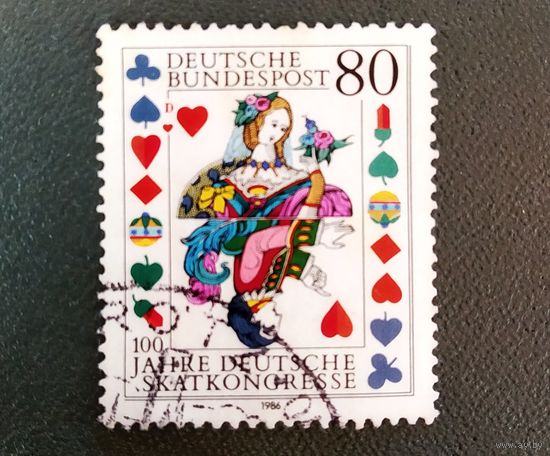 Марка Германия 1986 год 100-летие конгресса карточных игр