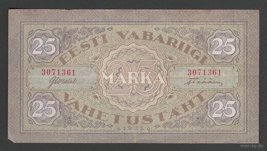 Эстония 25 марок 1922 года. Тип Р-54a. Состояние VF+