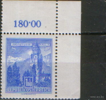Марка из серии 1960г. Австрия "Здания. Башня монетного двора в Халль-ин-Тироле" MNH