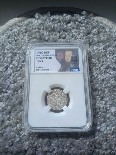 Полугрош 1547 в слабе ННР UNC det. С дизайном. С рубля!