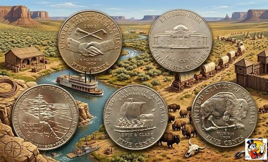 США 5 центов Освоение Дикого Запада. Бизон. Франклин Бенджамин. UNC. Сторгуй за свою цену, предложи обмен!