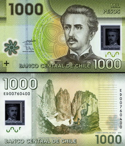 Чили 1000 песо 2020 год UNC (полимер с голограммным портретом)