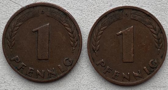 Германия 1 пфенниг 1949 г. D. Цена за 1 шт.