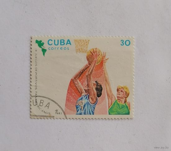 Марка Куба 1983 год. Спорт. Панамериканские игры. Волейбол.