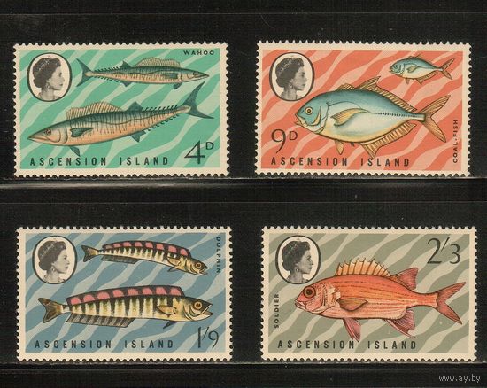 Вознесения Остров(Аскенсион)-1970(Мих.130-133) , **   ,  Морская  Фауна ,Рыбы(полная серия)