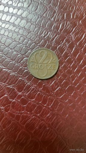 Монета 2 гроша 1937г. Польша. Хорошая!