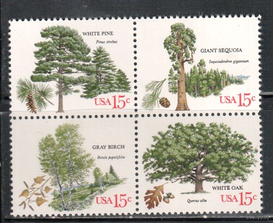 США-1978, (Мих.1364-1367) , **  , Флора, Деревья (полная серия)(1)