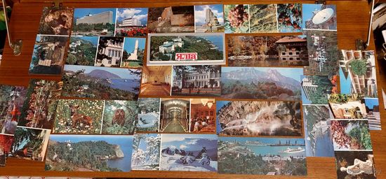 Ялта маршруты автоэкскурсий 21 открытка с текстами полный набор Киев, 1985