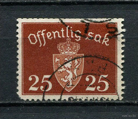 Норвегия - 1939/1945 - Герб 25ore. Dienstmarken - [Mi.38d] - 1 марка. Гашеная.  (Лот 70DN)