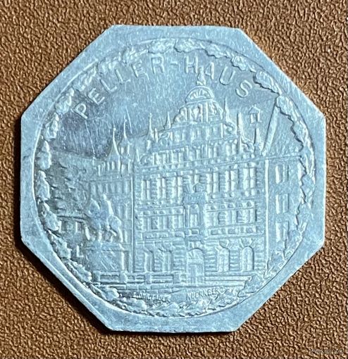 Германия Нюрнберг нотгельд 20 пфеннигов 1920 год. Дом Пеллер. трамвайный жетон