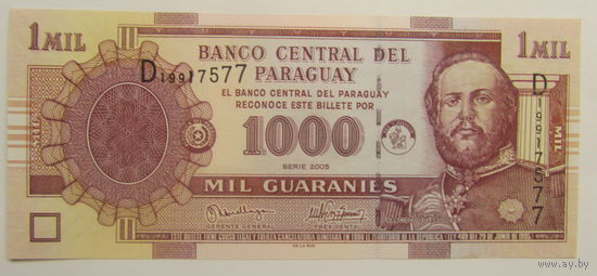 Парагвай 1000 гуарани 2005 г UNC.