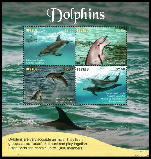 2017 Тувалу 2332-2335KL Морская фауна - Дельфины 15,00 евро