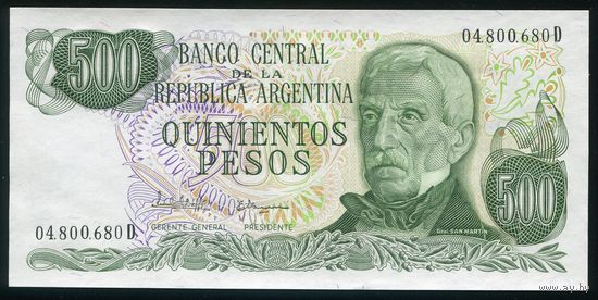 Аргентина 500 песо 1977-82 гг. P303c. Серия D. UNC