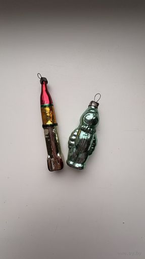 Елочные игрушки СССР ракета, космонавт Лот