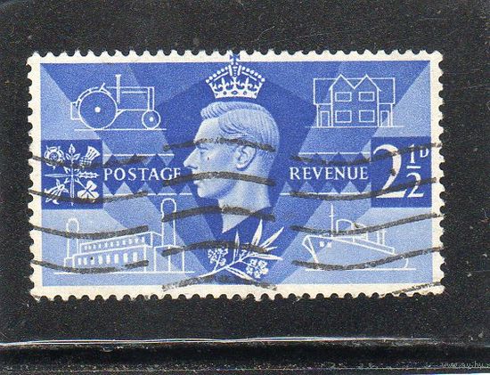 Великобритания.Mi:GB 231. Символы мира и восстановления. Серия: Король Георг VI - Победа 1946