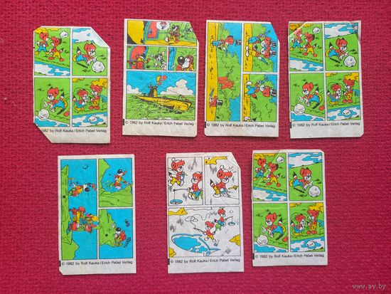 Вкладыши от жвачки Rolf Kauka 1982. 7 шт.