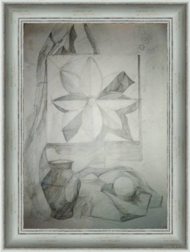 Рисунок Натюрморт с розеткой