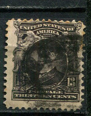 США - 1902/1908 - Бенджамин Гаррисон 13С - [Mi.146A] - 1 марка. Гашеная.  (Лот 18Di)