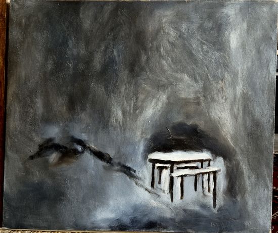 В.Песин Столик под снегом 1993г ( из ранних работ)