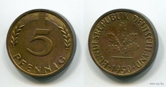 Германия. 5 пфеннигов (1950, буква J)